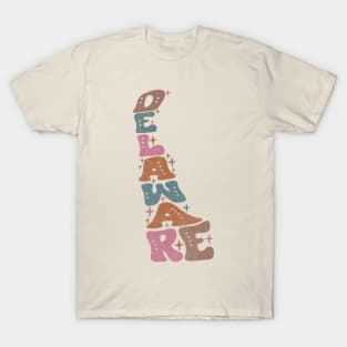 Delaware Us State Retro Typography T-Shirt